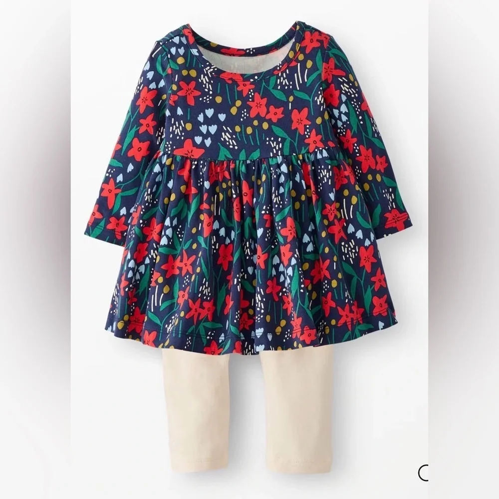 Hanna Andersson Baby Holiday Skater Dress & Leggings Set 3-6